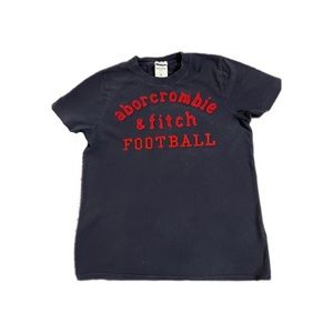 Boys Abercrombie & FitchT-shirt Navy blue red writing muscle shirt style Size LG